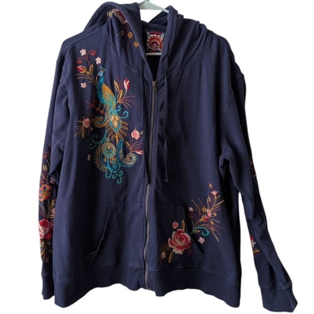 Johnny Was Los Angeles embroidered zip up hoodie jacket